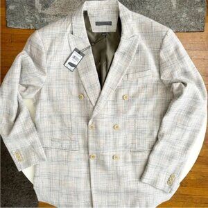 John Varvatos Men’s Namo Double Breasted Textured Suit Jacket EU 52 US 42 New